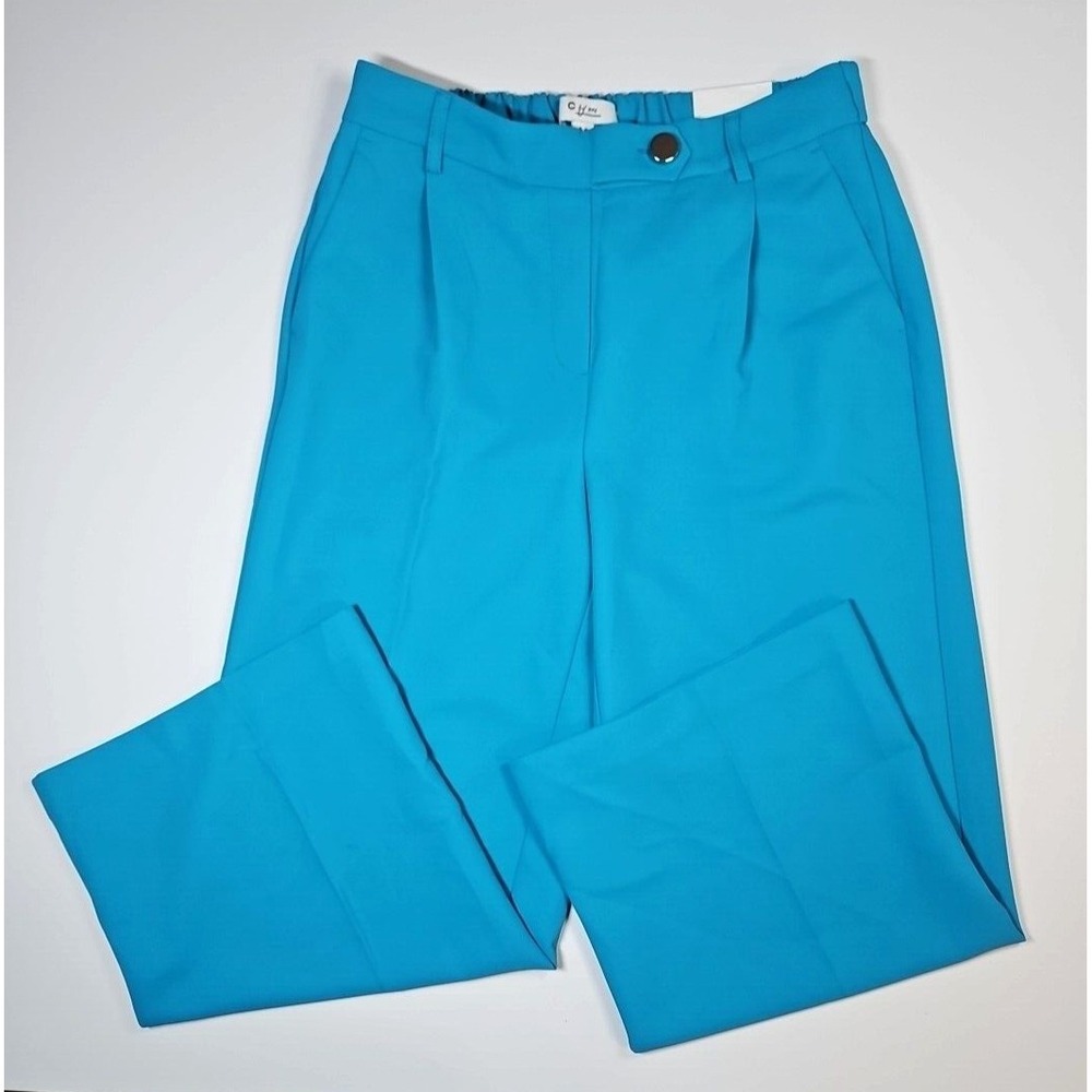 C By One Womens Blue Wide Leg Cropped Pull‎ On Pants Size Small NWT